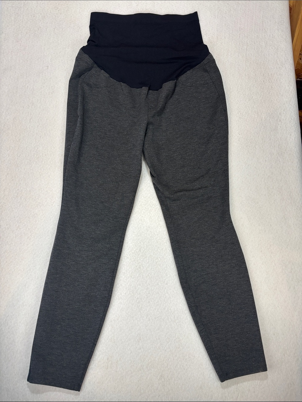 A:GLOW Maternity Stretch Slim Ponte Pants Bottoms Charcoal Grey Heather Sz L